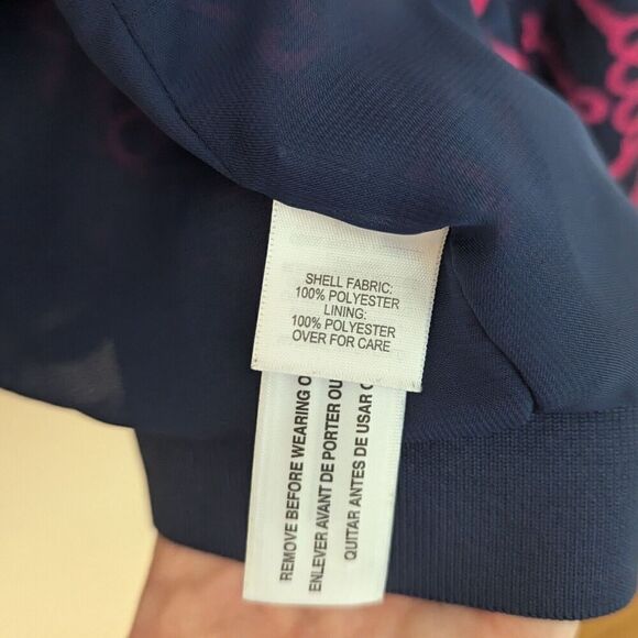 Le TIGRE The Classic Zip Front Bomber Jacket Navy Pink Size XLarge - Picture 6 of 6